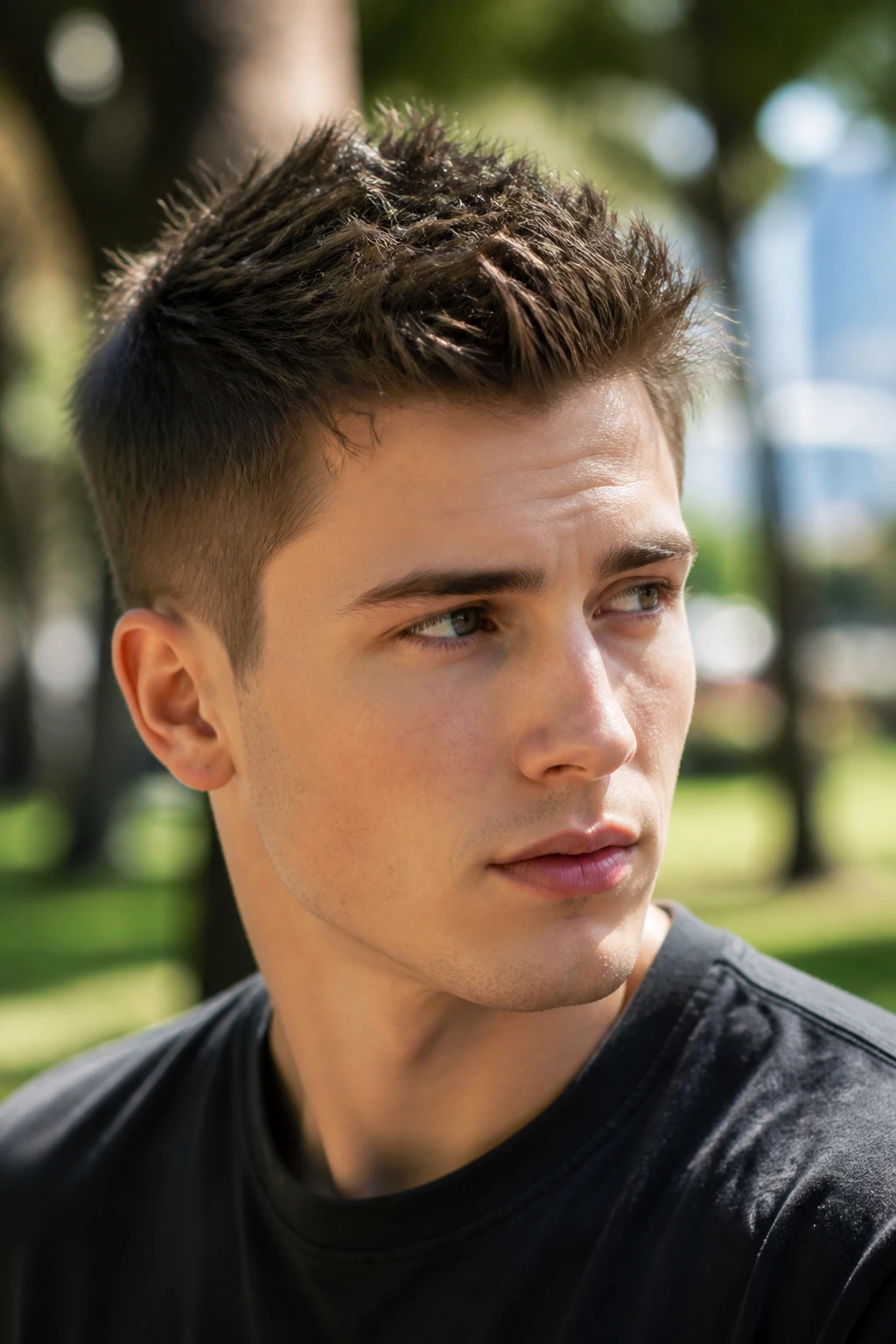 Close-up portrait of a man with Spiky Texture Top hairstyle