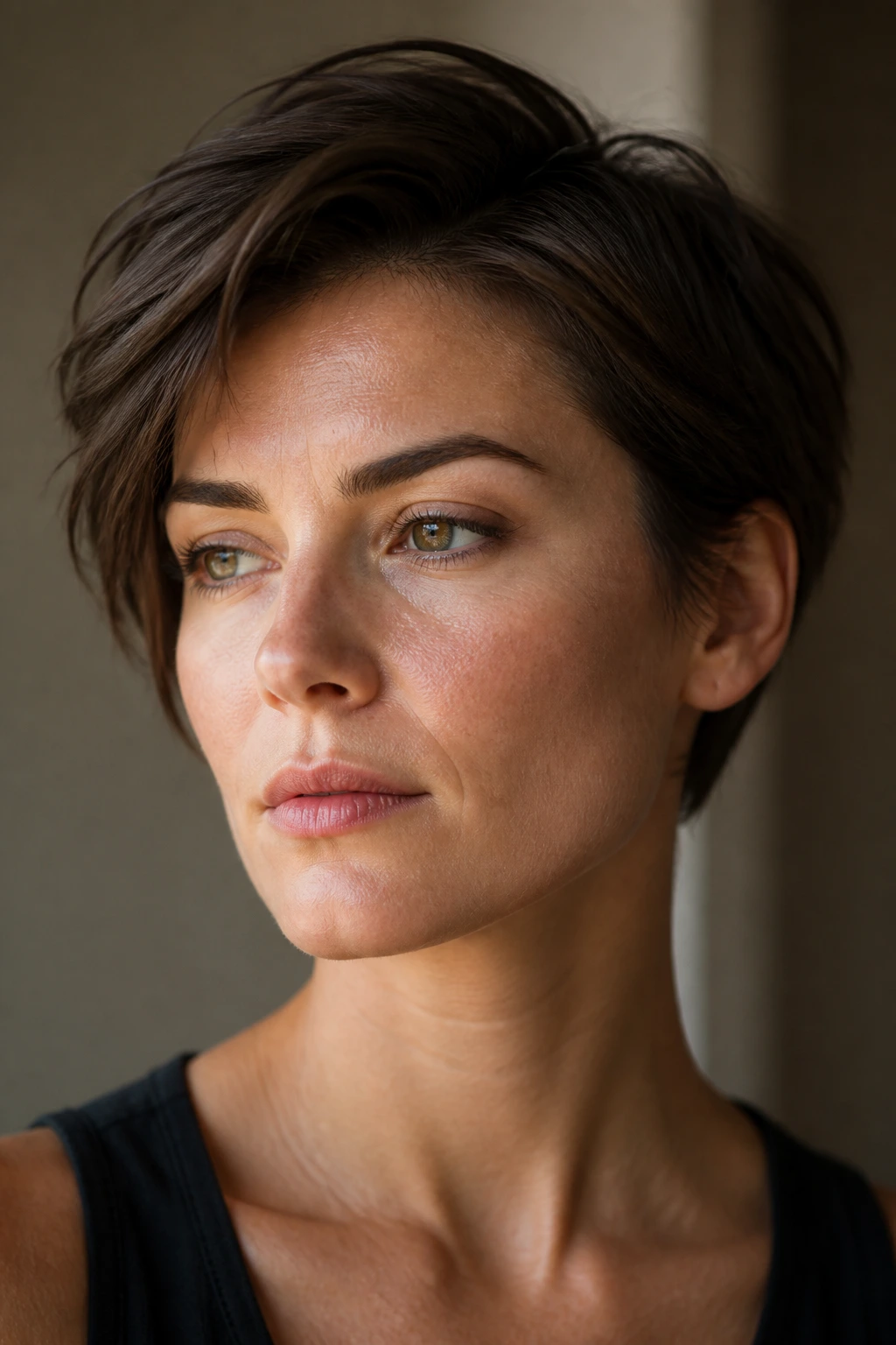 Portrait highlighting a square jawline and balanced forehead