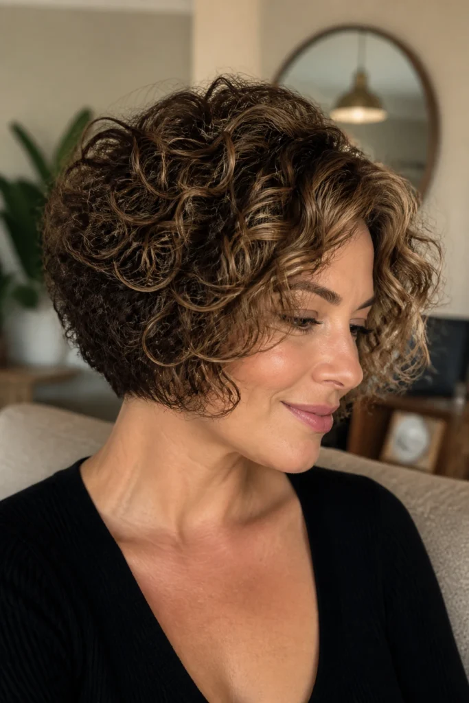 25 Stacked Inverted Bobs for Curly Hair with Babylights