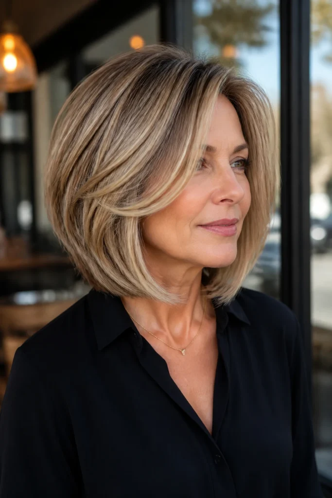 25 Shoulder Length Bobs for Women Over 50 with Babylights