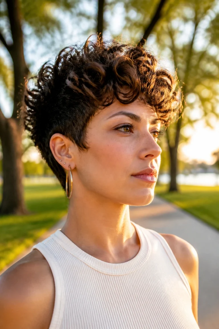 25 Short Length Haircuts for Round Faces with Curly Hair