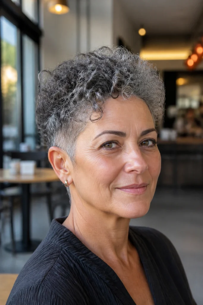 25 Non Binary Haircuts for Women Over 50 with Curly Hair