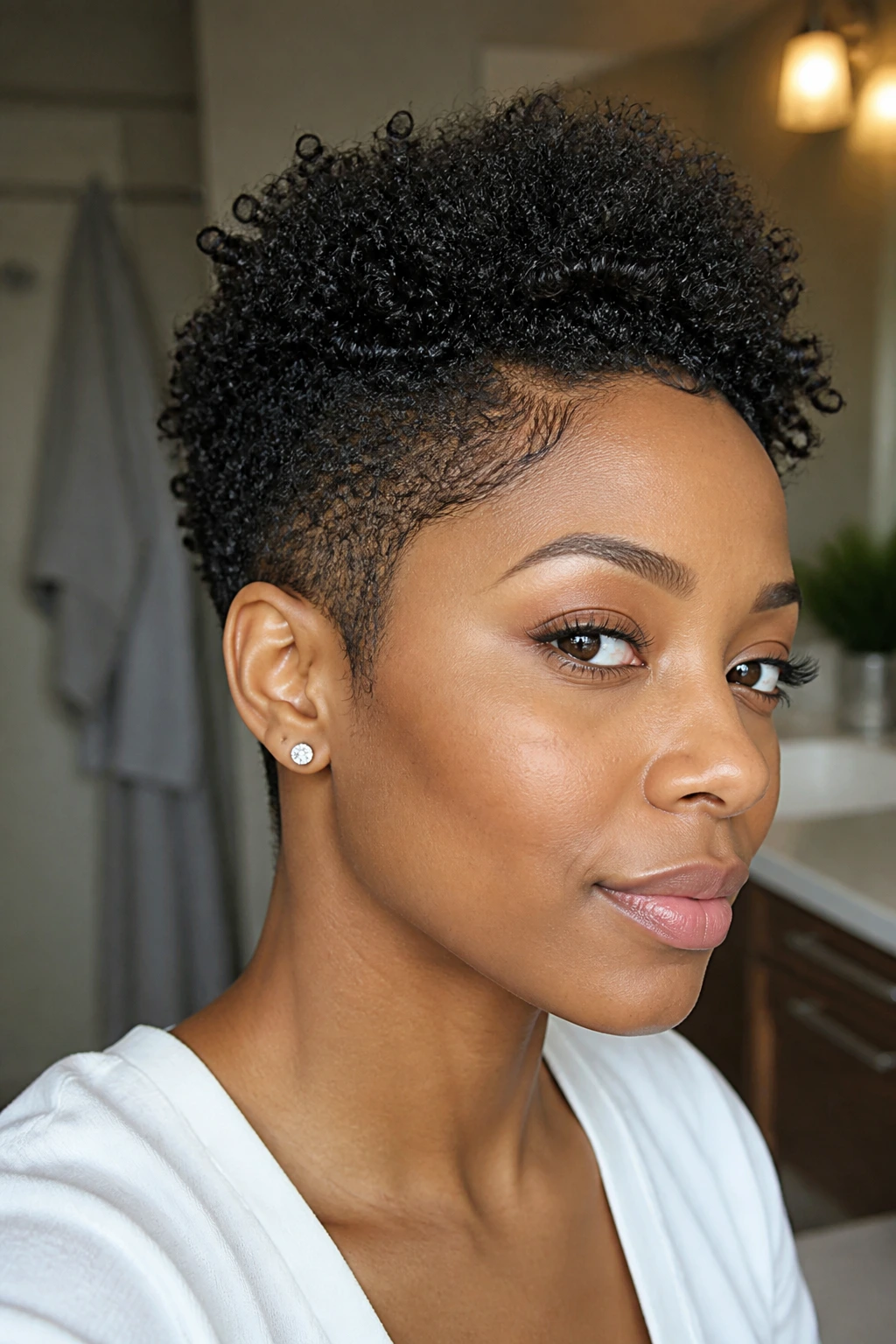 Portrait of a person with tapered natural cut and crown lift