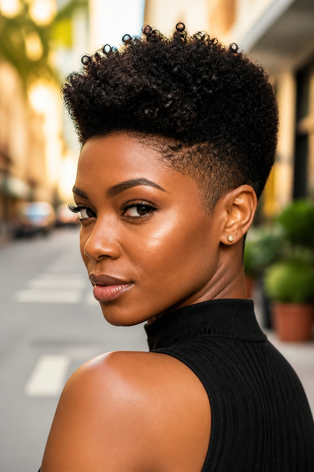 Tapered cut with lifted crown on a real person