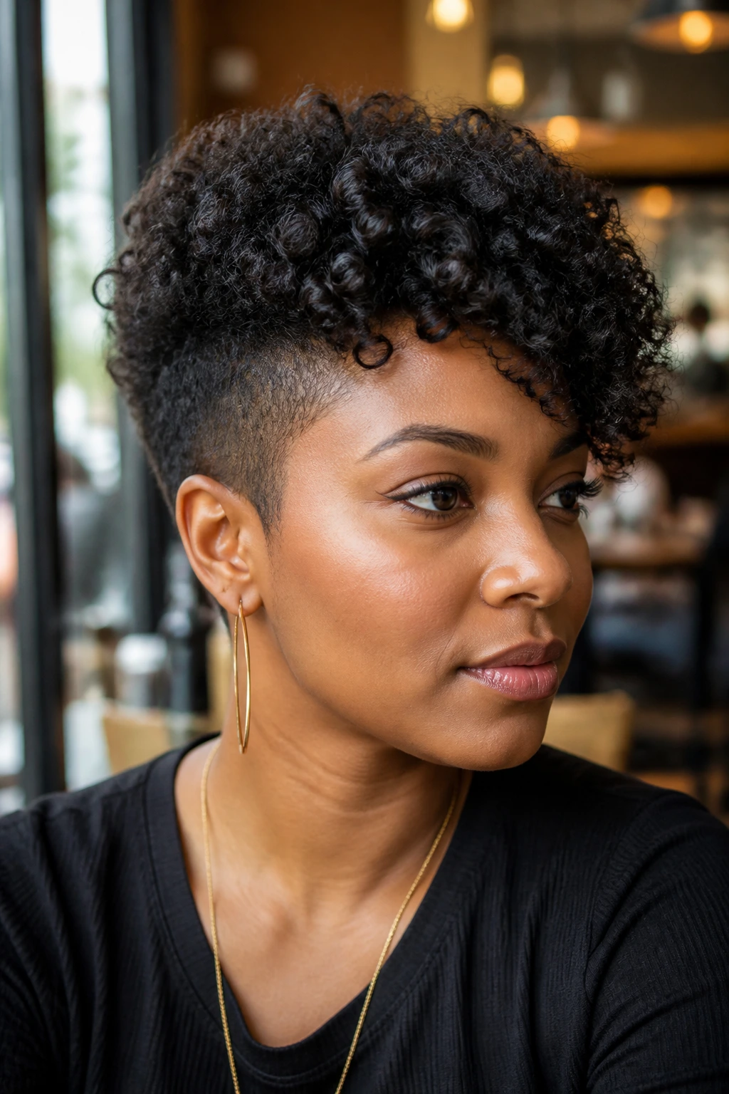 Real person with tapered long-top cut showing vertical line