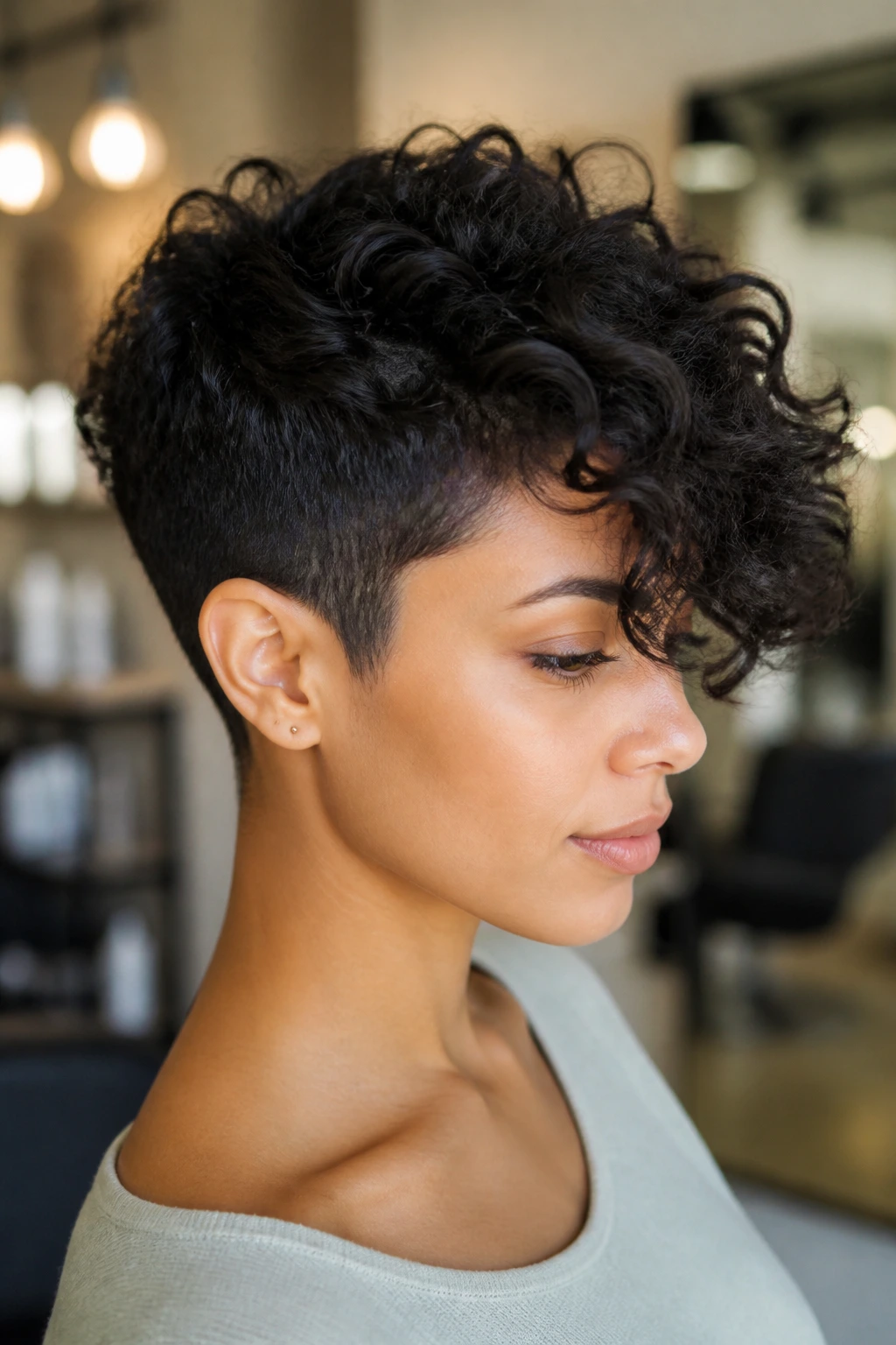 Portrait of a person with tapered nape and long fringe
