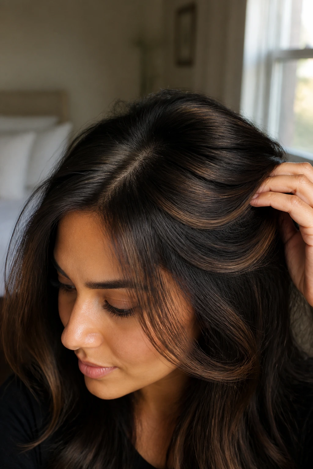 Teasylights teased roots for a soft grow-out on thick hair