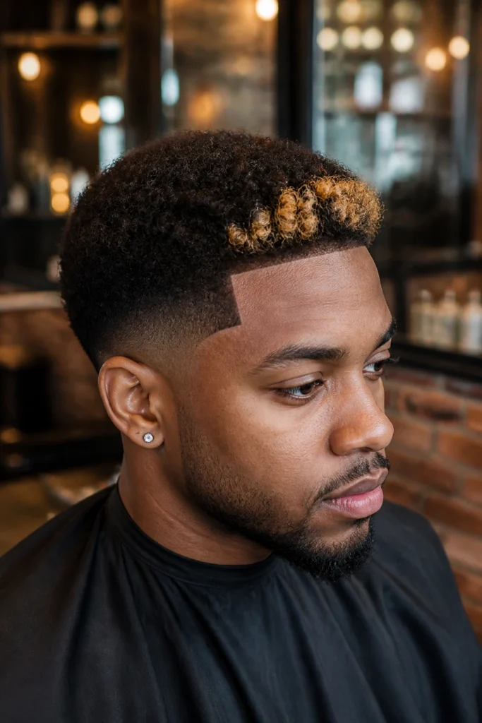 18 Simple Haircuts for Black Men with Money Piece Highlights