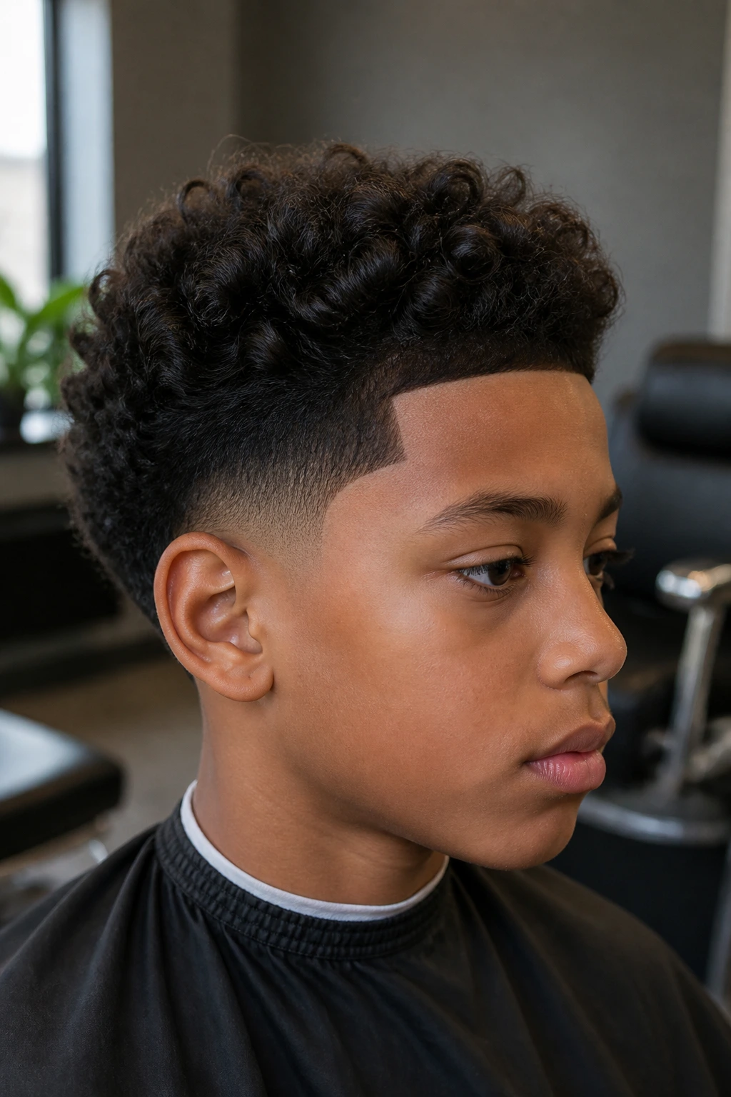 Close-up of real boy with temple fade and shape-up