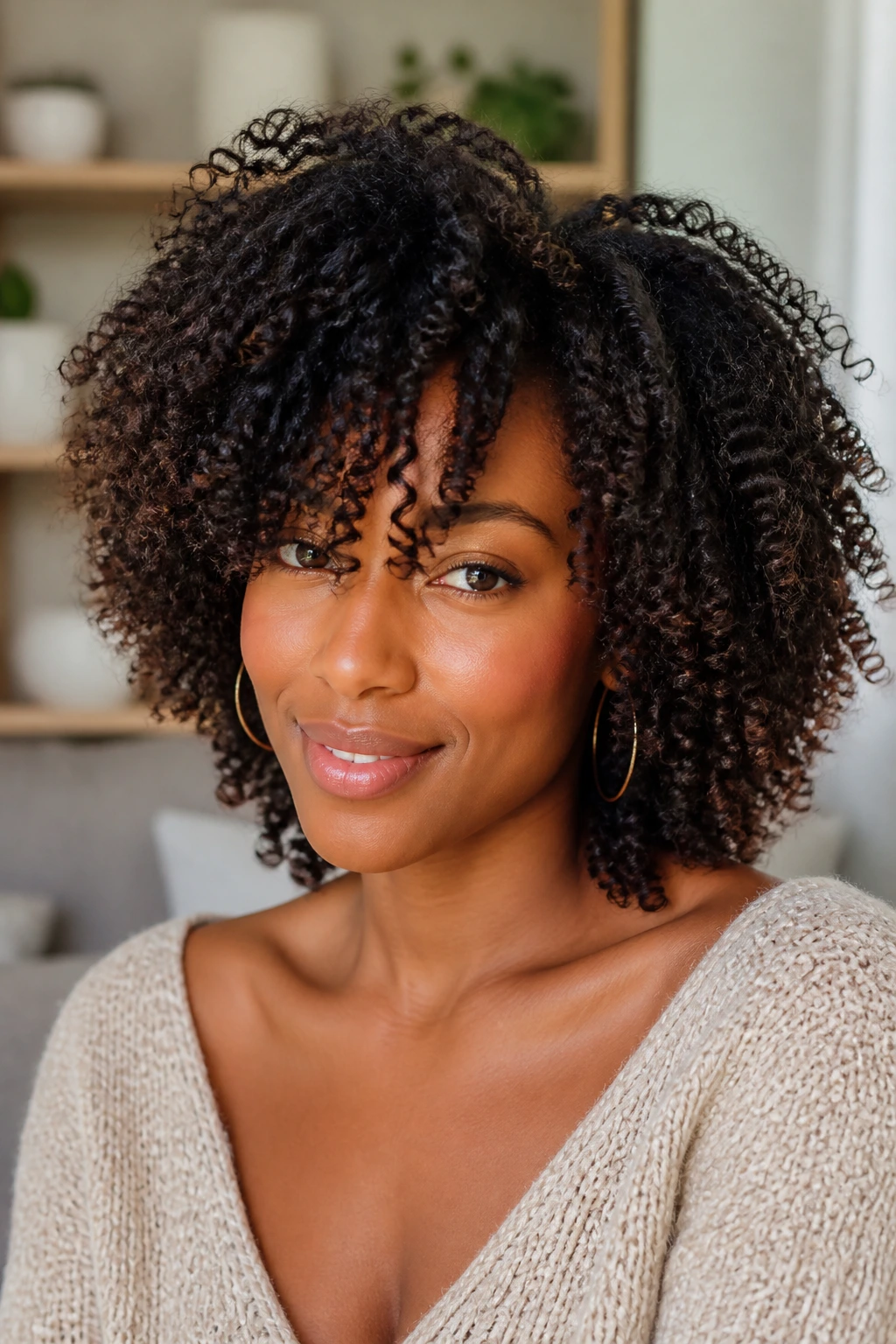 Real woman wearing layered hairstyle that embraces texture