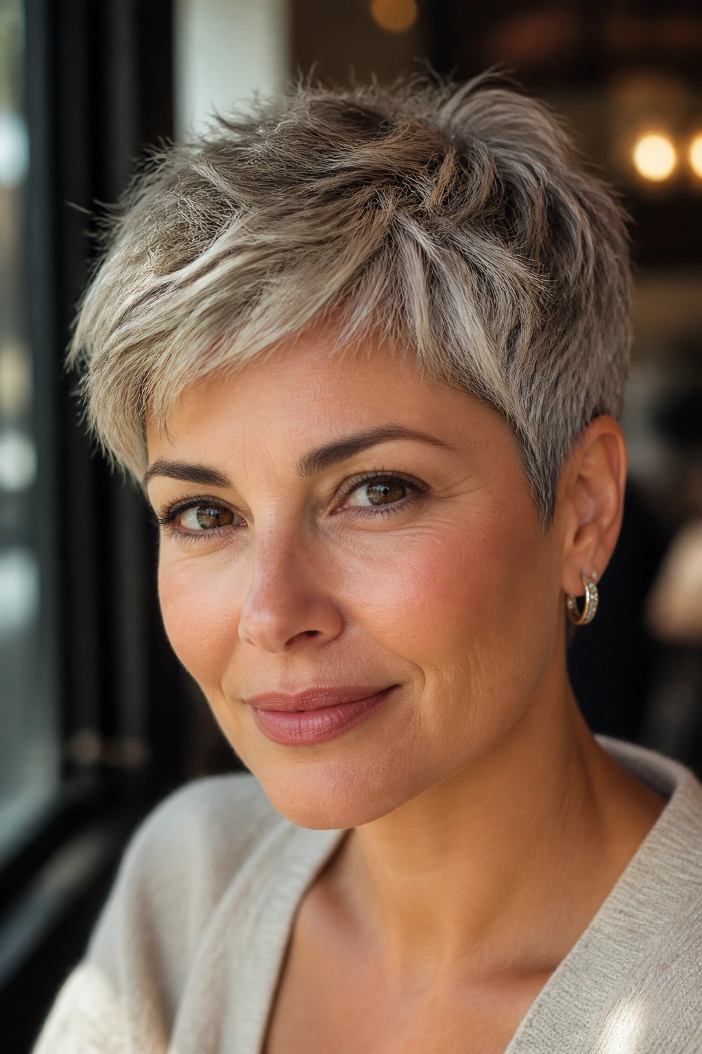 Portrait of real woman with textured crop and soft gold dusting