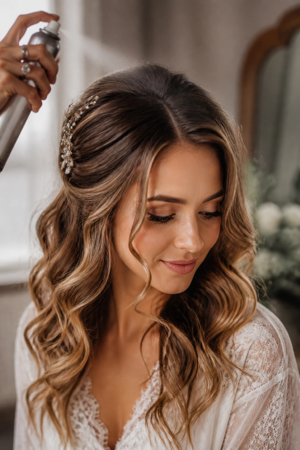Bride with softly textured waves