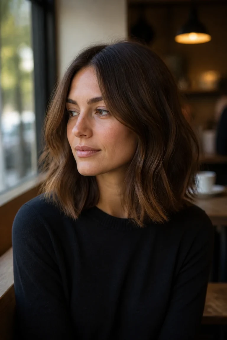 22 Brown Long Bobs for Wavy Hair and Oval Faces