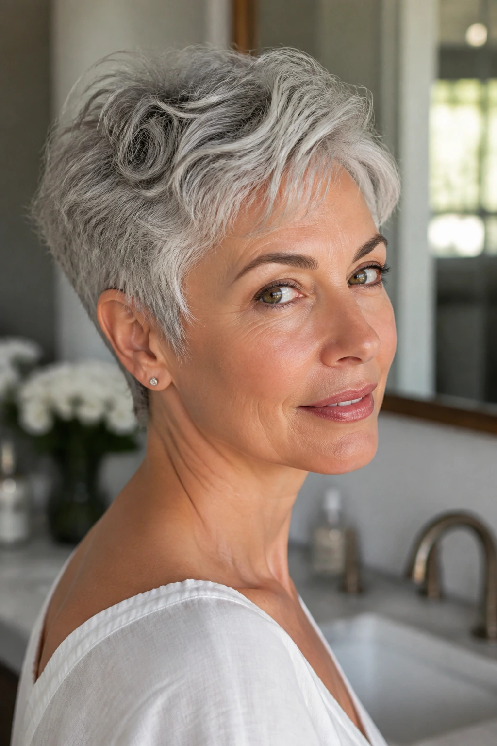 Real woman with silver pixie reveals subtle tweaks for better daytime fit