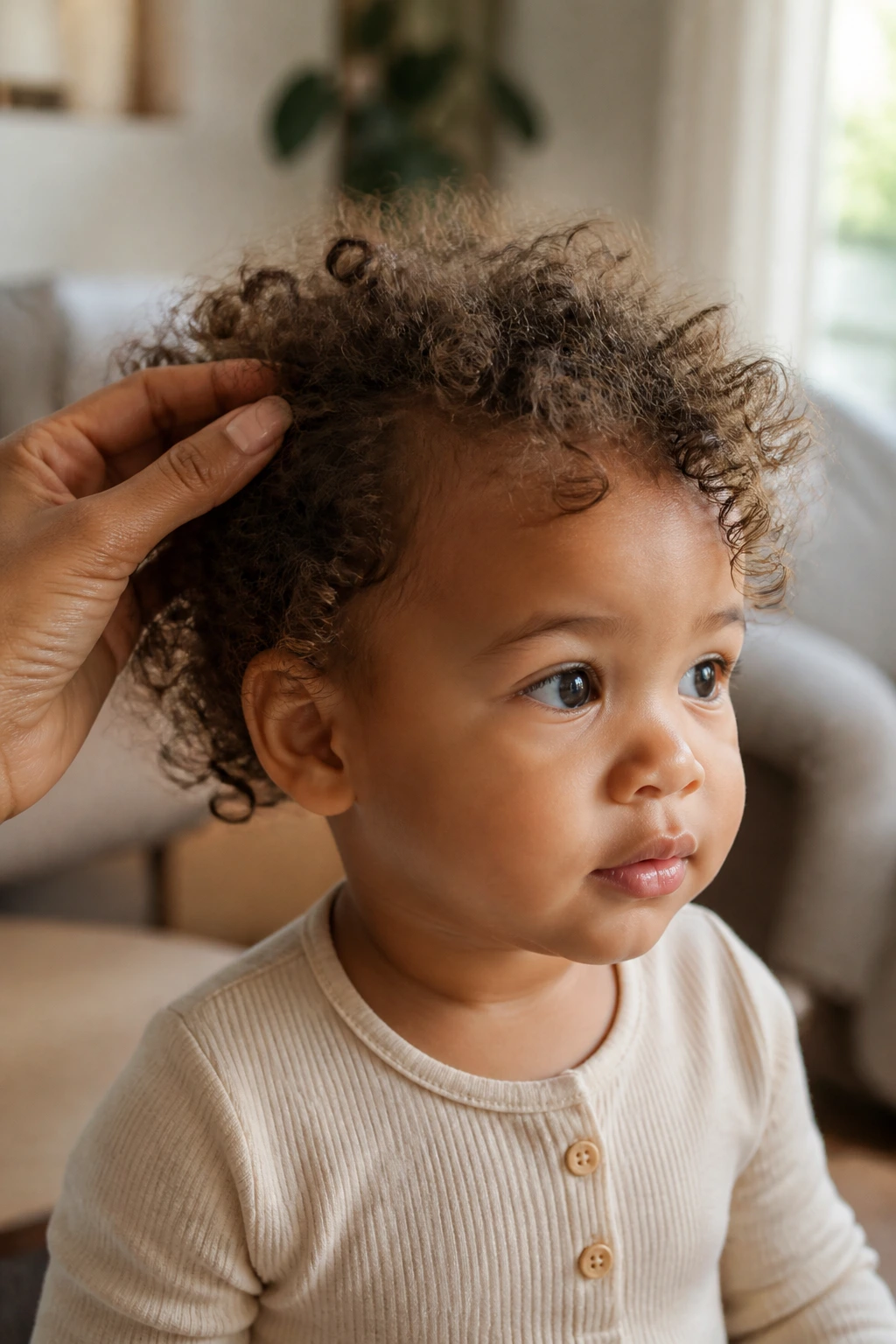 Real toddler curls with soft texture and gentle styling
