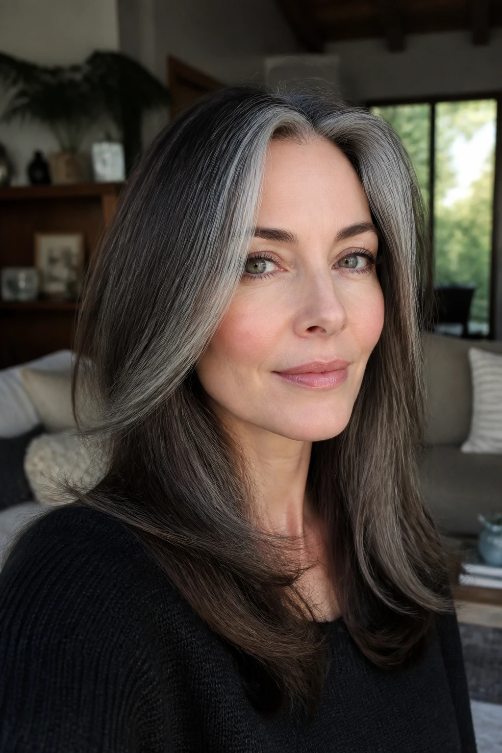 Portrait of brunette with fresh cool tone in natural daylight
