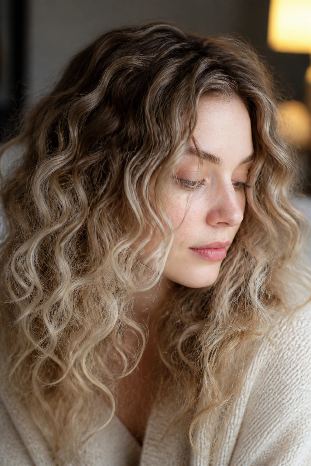 Portrait showing tonal variation in highlights for pale skin and curly hair