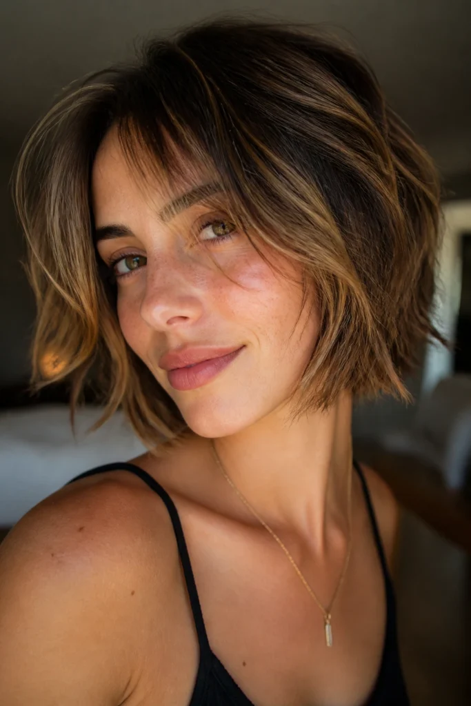 25 Fresh Hairstyles for Short Hair with Caramel Highlights