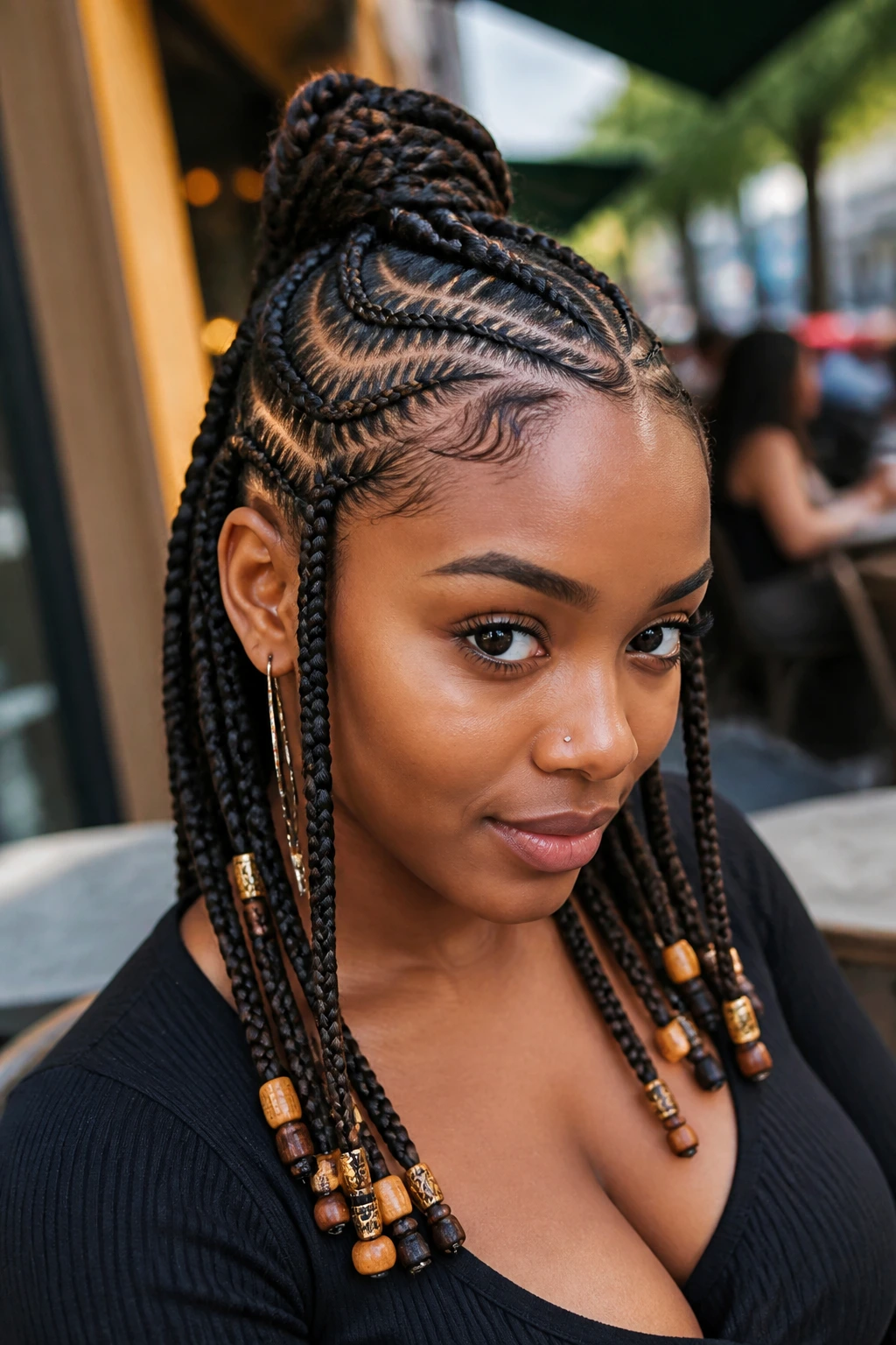 Close-up of tribal braids on a real person in daylight