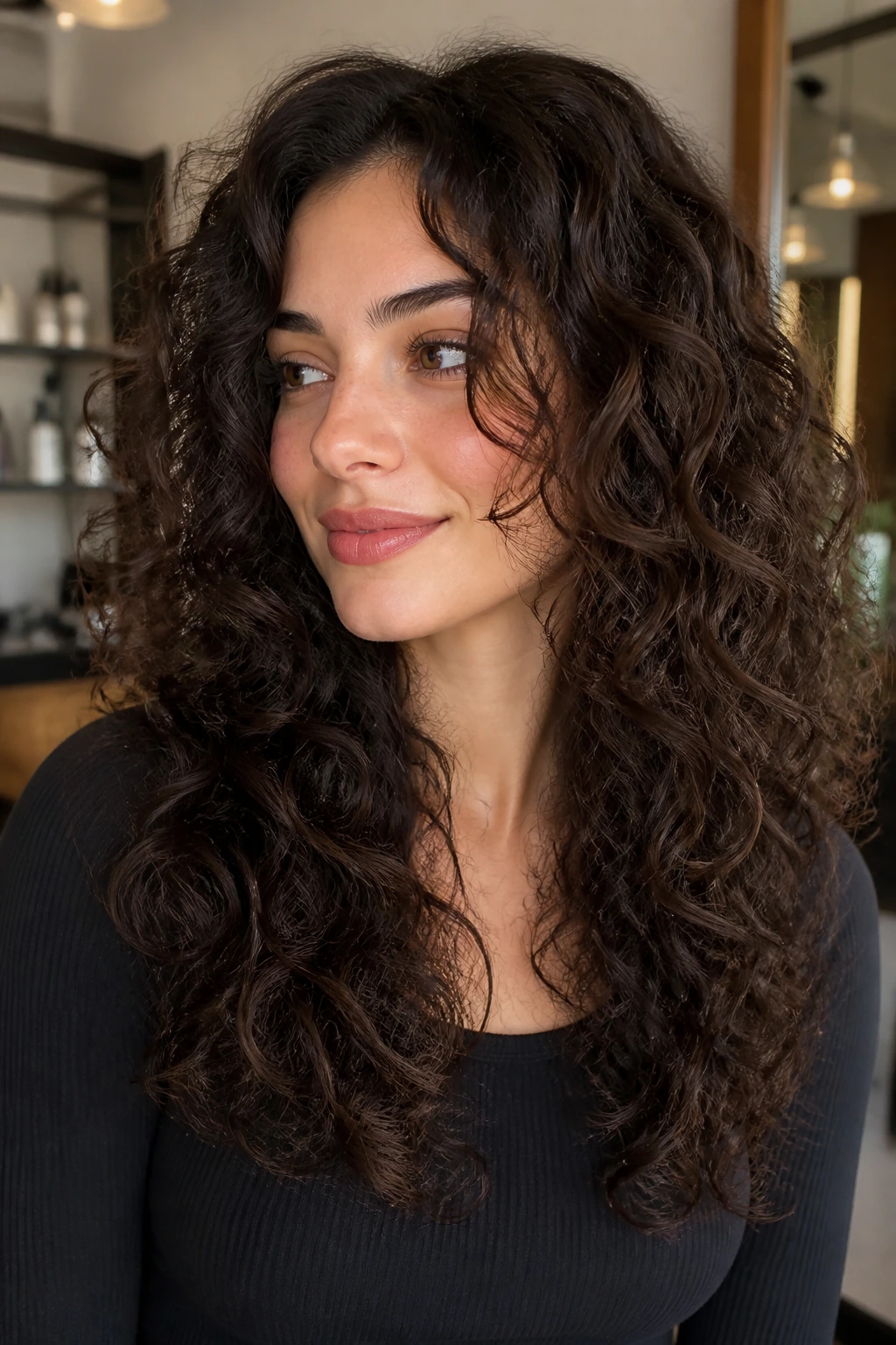 Close-up of real person with U-shape cut showing internal layers