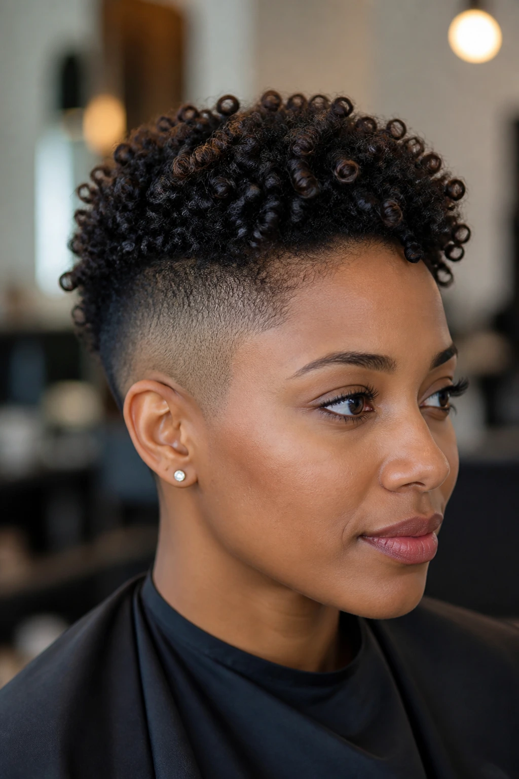 Close-up of a real person with an undercut coil shape on top