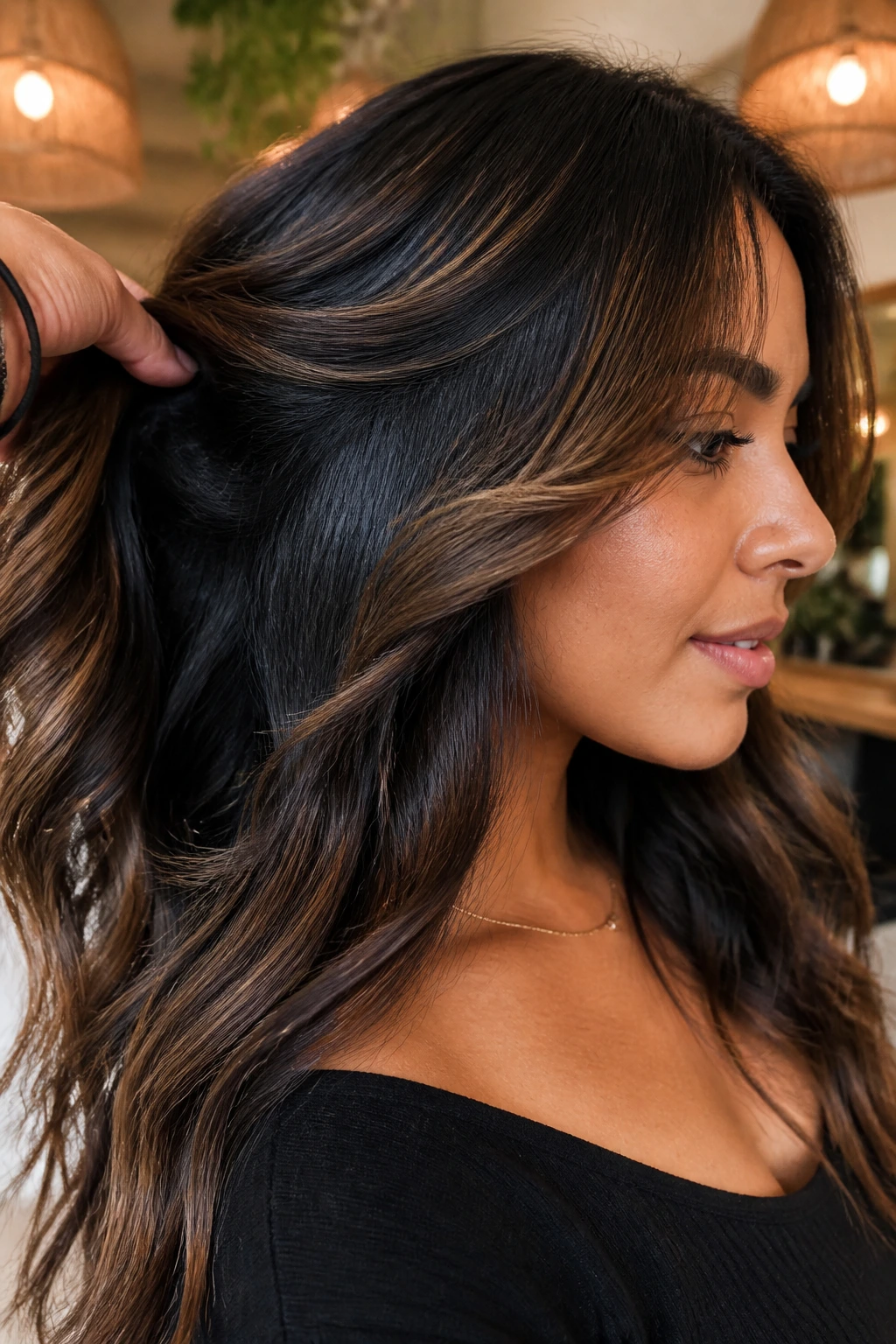 Underground panels beneath top layer create fullness in hair