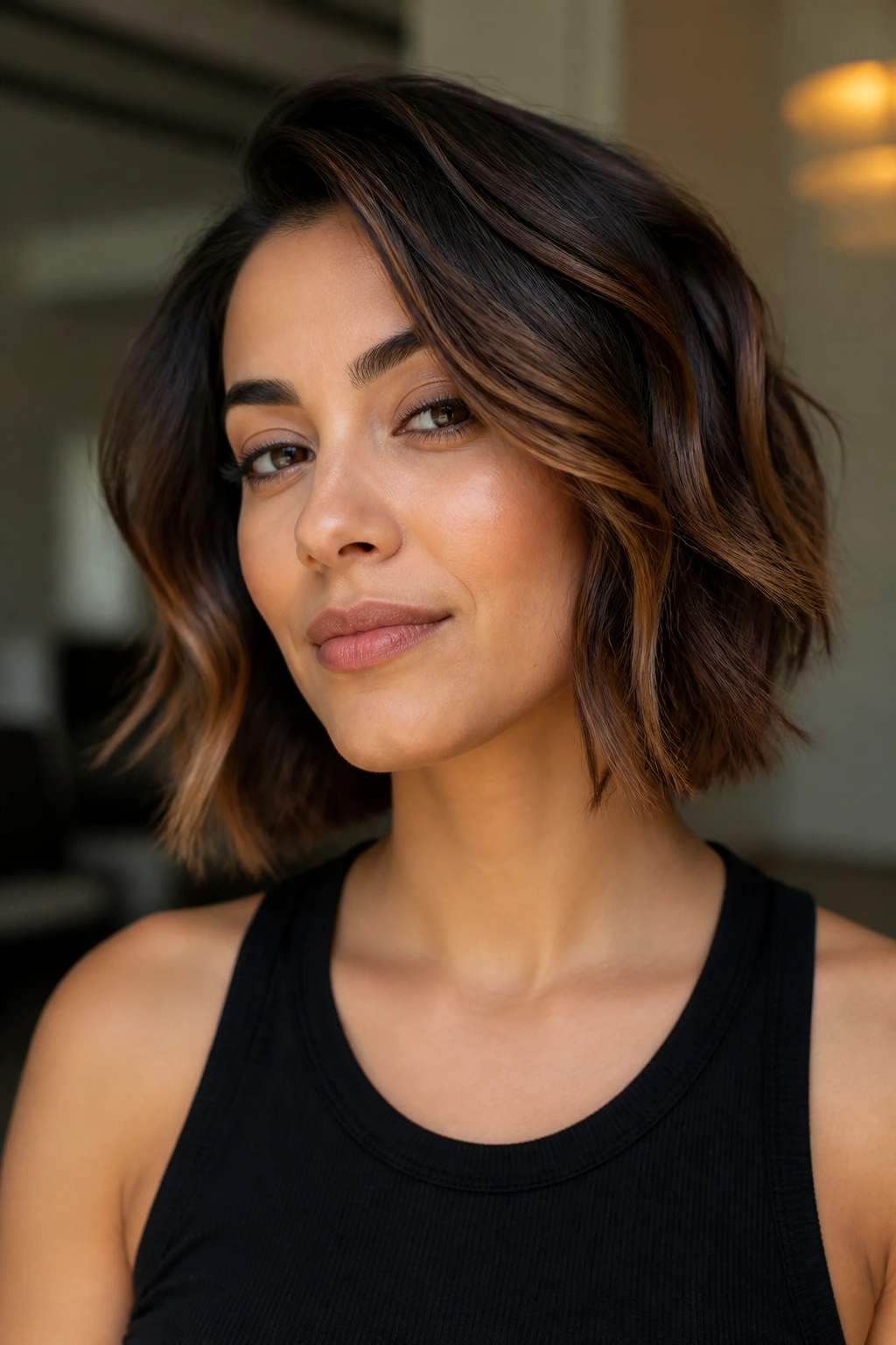 Portrait of short hair in undertone-friendly warm shade