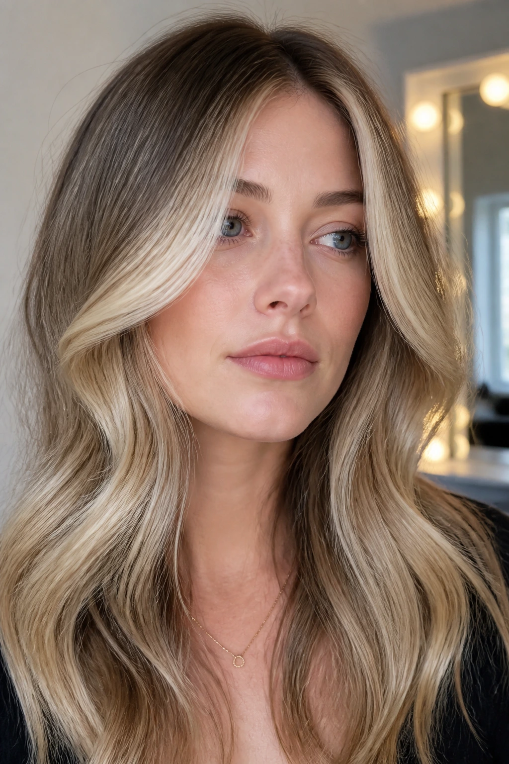 Front face frame in vanilla honey tones around the cheeks on a real person.