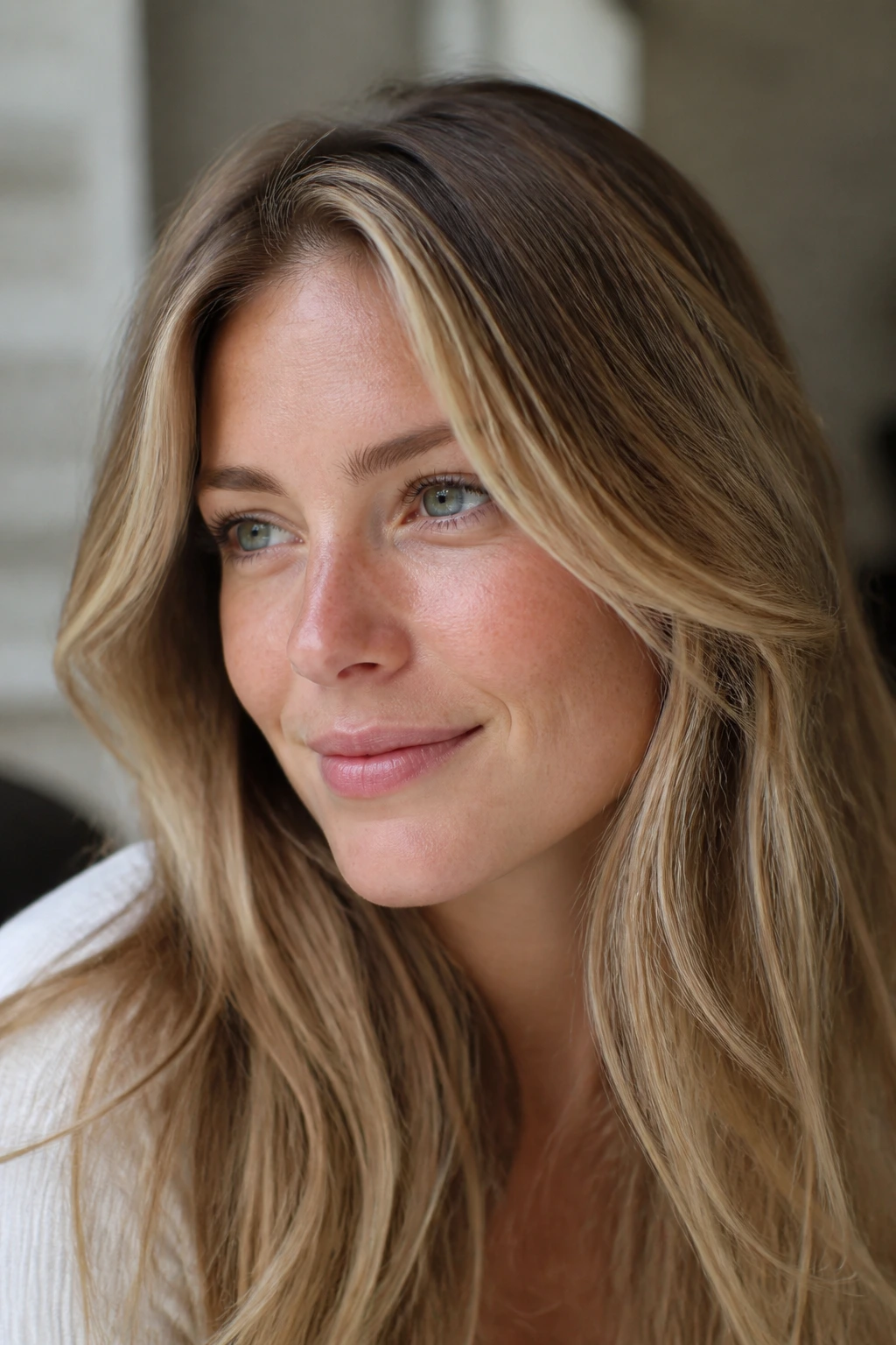 Portrait showing variation options: ultra-fine baby lights with root shadow