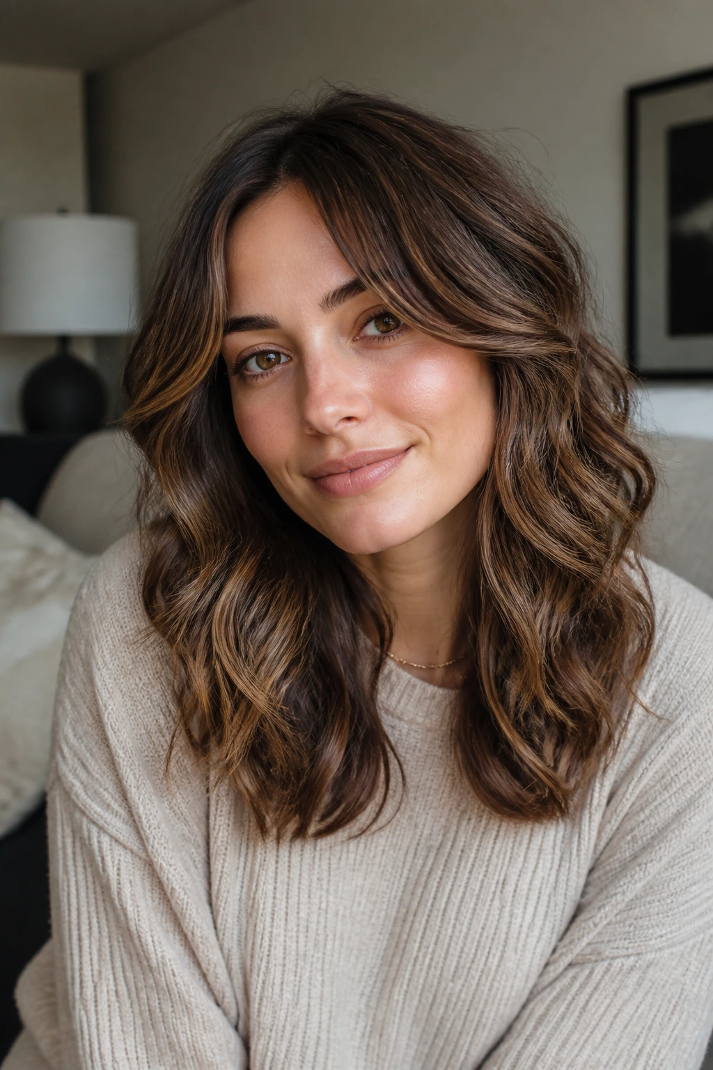 Portrait of a woman with layered wavy cut showing adaptability