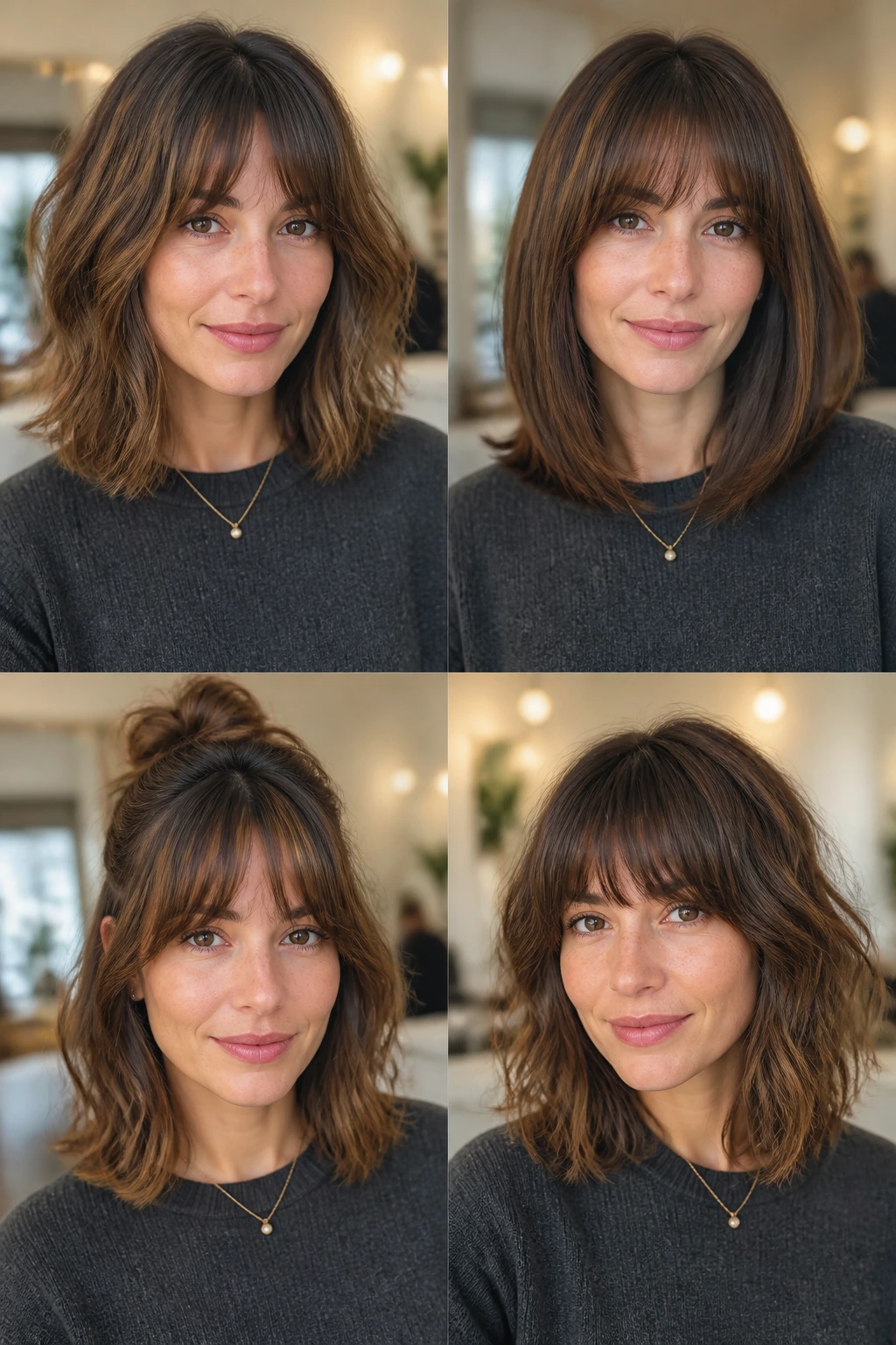 Portrait of a woman with shoulder-length hair styled in a versatile shape
