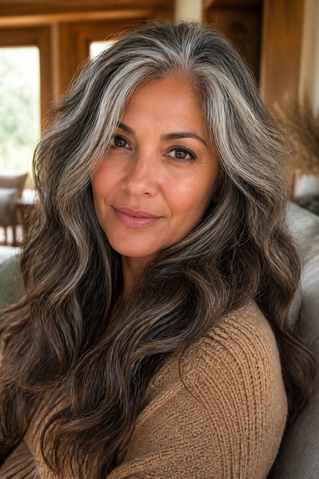 Close-up portrait of a real person with Walnut Lowlights