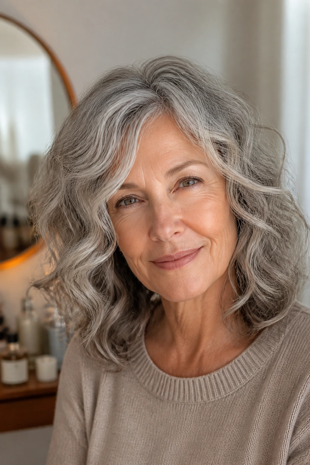 Close-up of real woman highlighting wave pattern and balanced crown