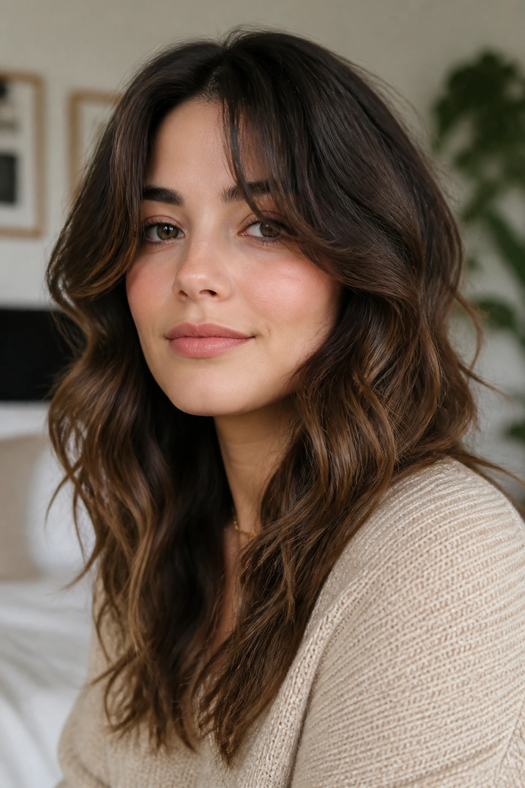 Portrait showing waves styled to complement a round face.