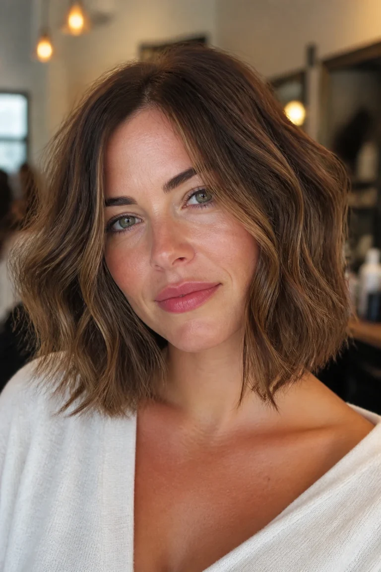 22 Medium Length Bobs for Square Faces with Wavy Hair