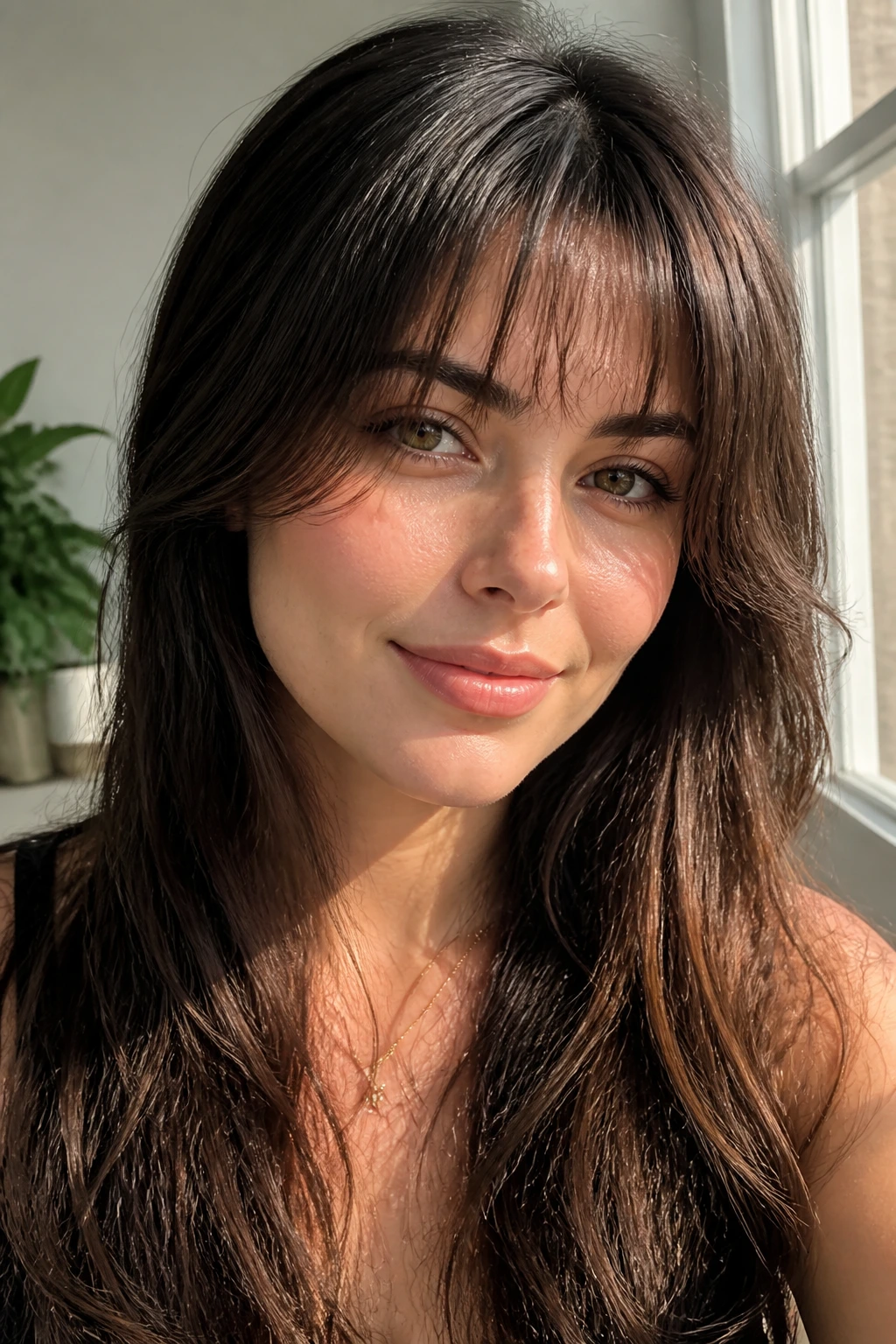 Portrait of a person with softly styled wispy fringe
