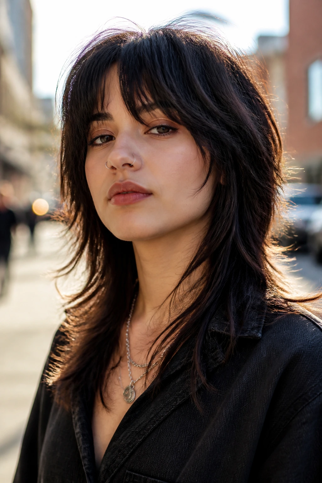 Wolf cut bangs on real woman with edgy front
